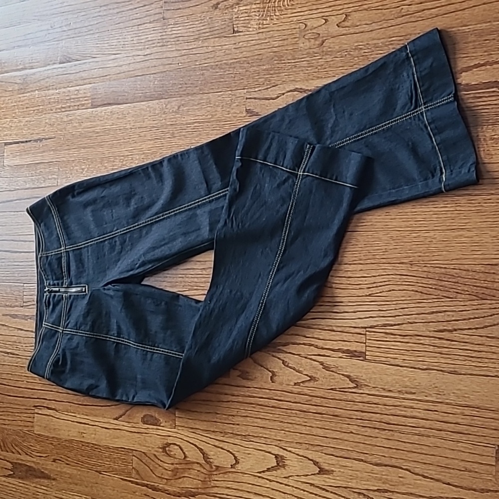 Bisou Bisou Y2K Size 6 Wide Flared Leg Dark Denim Zipper Jeans